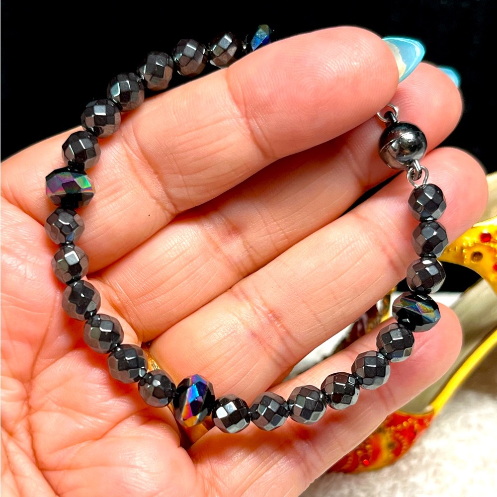 black hematite bangle -made by me-STUNNING